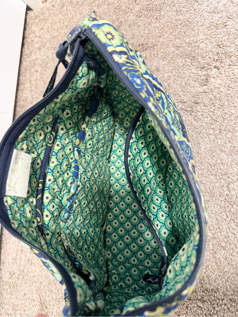 VERA BRADLEY BLUE RHYTHM BLUES PAISLEY ADJUST CROSSBODY HIPSTER Purse - Picture 6 of 7